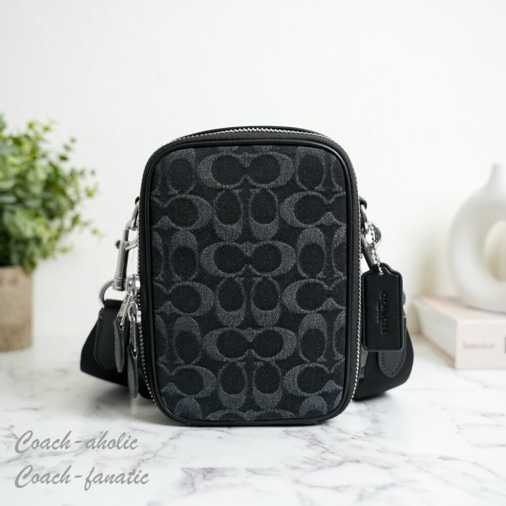 Coach CAJ44 Stanton Crossbody In Signature Denim Silver /Black